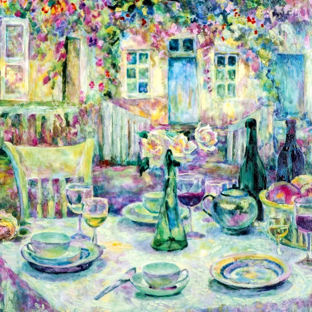 Панно по мотивам Henri le Sidaner 1862-1939 Breakfast 1917 г. | Андреевская  Фарфоровая Мануфактура